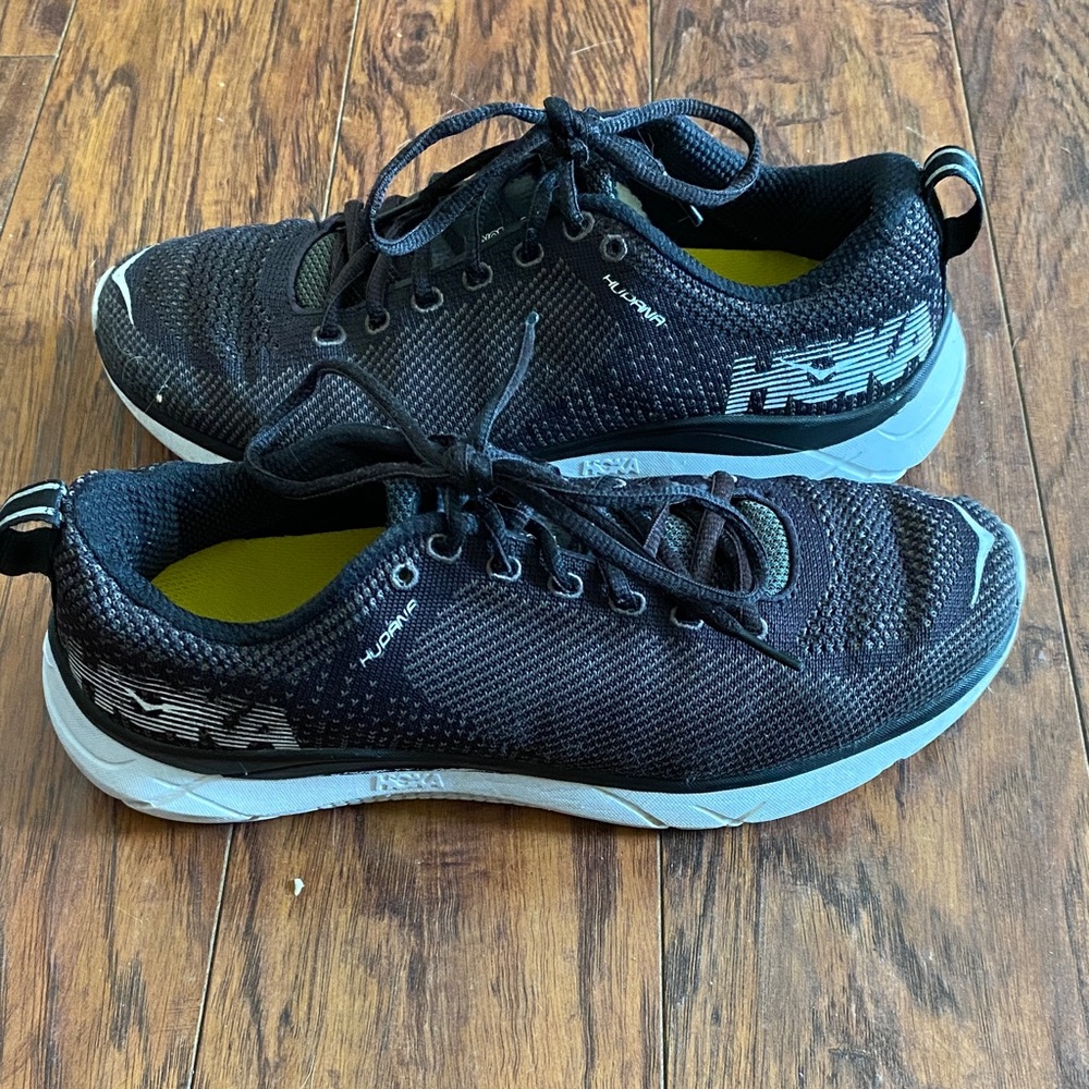 Hoka Black and White Athletic Shoes